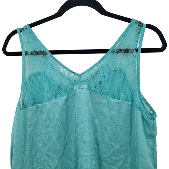 Robin Egg Blue Satin Lace Sleeveless Lingerie Slip Baby Doll Top Sz L Grunge Y2K - Picture 7 of 9